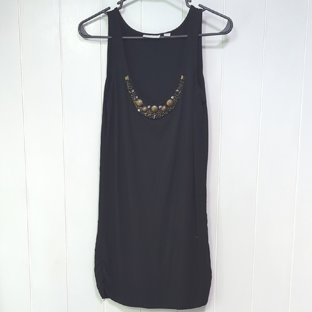 ❤️5/$25 New York & Company Black Dress Top with Beaded Detail